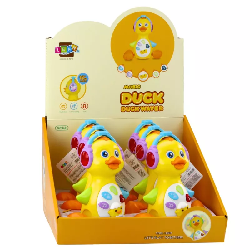 LEAN TOYS Interaktyvi muzikinė antis mažyliams, juda, šviečia, geltona