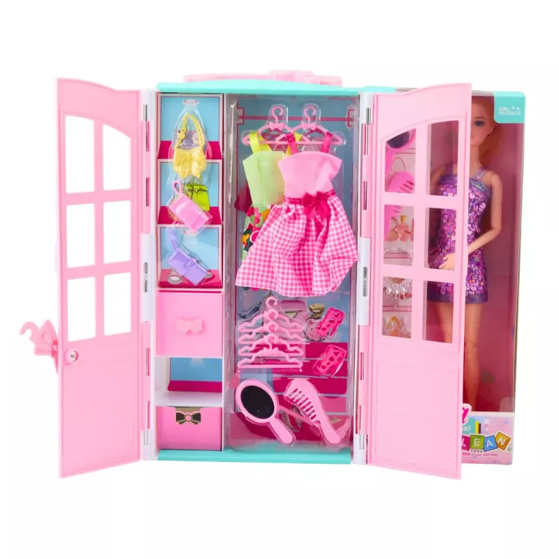 LEAN TOYS Lėlės rinkinys su garderobo aksesuarais, drabužiais, mados apsirengimo žaidimais mergaitėms