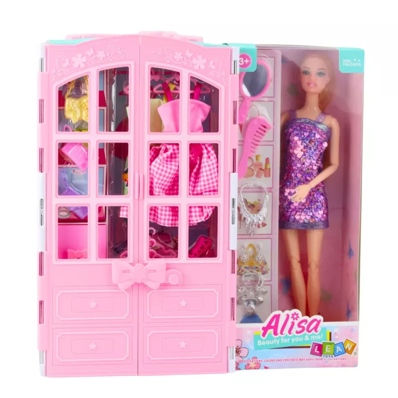 LEAN TOYS Lėlės rinkinys su garderobo aksesuarais, drabužiais, mados apsirengimo žaidimais mergaitėms