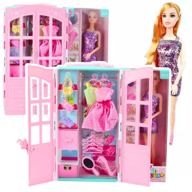LEAN TOYS Lėlės rinkinys su garderobo aksesuarais, drabužiais, mados apsirengimo žaidimais mergaitėms