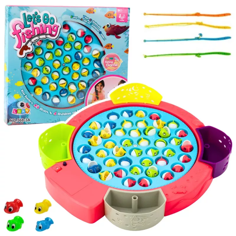 LEAN TOYS Interaktyvus arkadinis žaidimas Žvejyba su baterijomis Rožinis