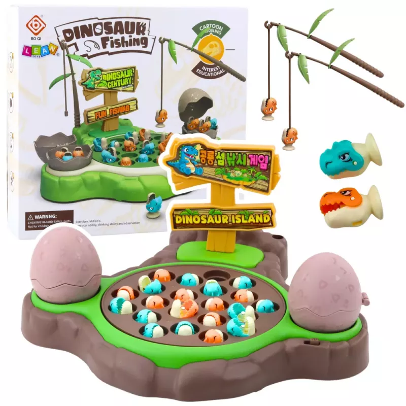 LEAN TOYS Arcade Game Dinosaur Fishing Magnetic Rods Sounds