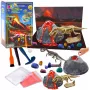 LEAN TOYS Lavinamasis rinkinys „Išsiveržiantis ugnikalnis“ su dinozaurais