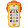 LEAN TOYS Interaktyvus lavinamasis telefonas mažiems vaikams su garsais ir melodijomis, geltonas liūtas