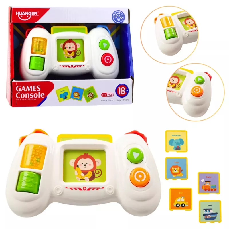 LEAN TOYS interaktyvi mokomoji planšetė su kortelėmis, šviesomis ir garsais
