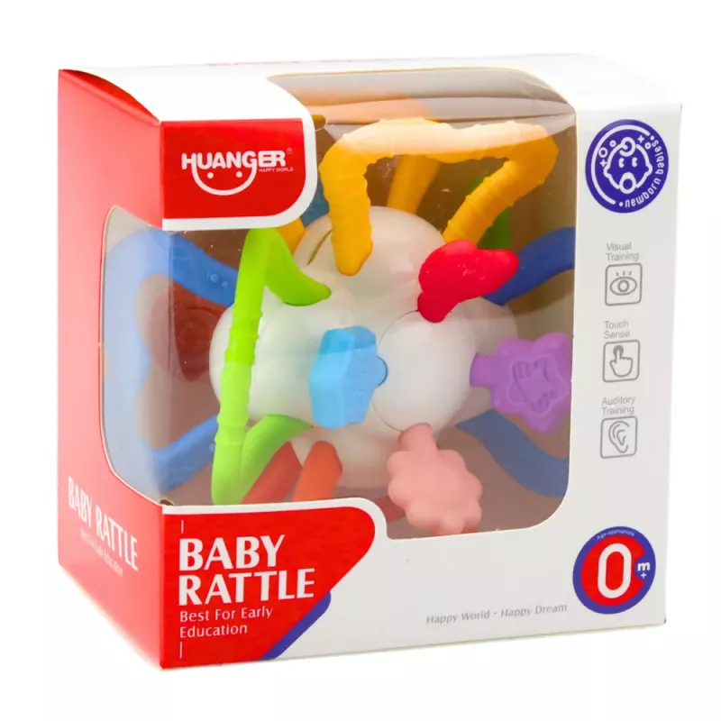 LEAN TOYS Sensorinis žaislas besisukantis kūdikiams dantukų dygimui spalvotas
