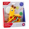 LEAN TOYS Sensorinis žaislas Girafė su traukiamomis virvelėmis, geltona