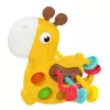 LEAN TOYS Sensorinis žaislas Girafė su traukiamomis virvelėmis, geltona