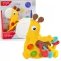 LEAN TOYS Sensorinis žaislas Girafė su traukiamomis virvelėmis, geltona
