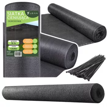 LEAN Šešėlinis tinklas tvorai, maskuojantis, juodas, 1,5 m x 25 m, 70 g/m²