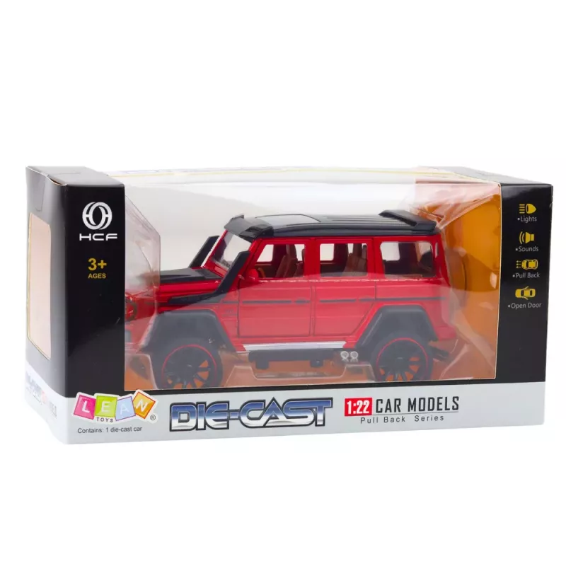 LEAN TOYS Visureigis Metalinis Atbulinis Variklis Atidaromos Durys Raudonas 1:22