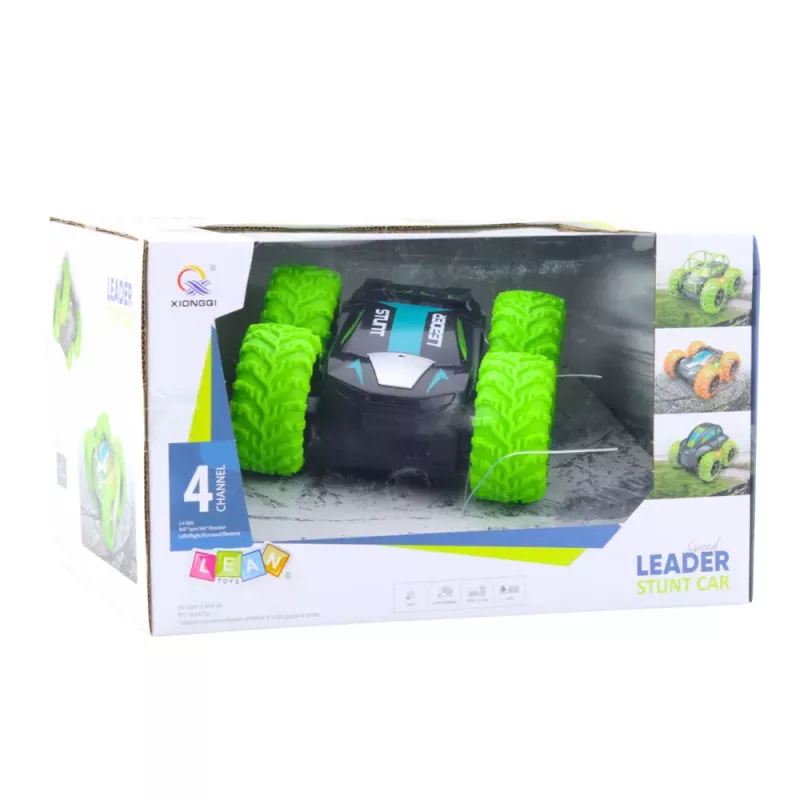 LEAN TOYS nuotoliniu valdymu RC triukų automobilis 360° sukimasis žalias