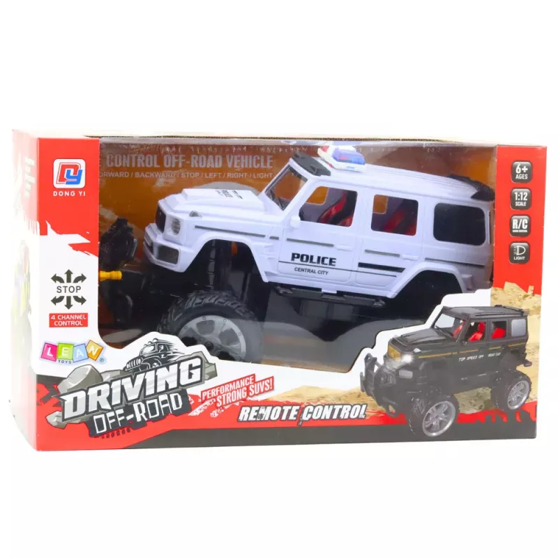 LEAN TOYS RC Policijos Visureigis Baltas 1:12