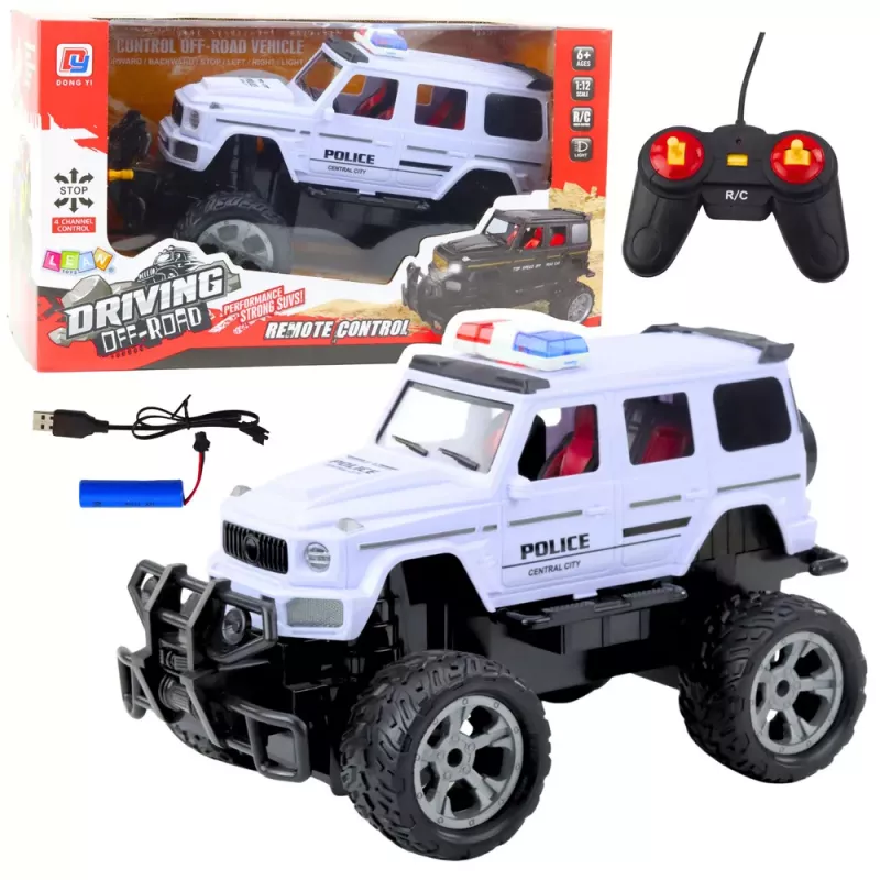 LEAN TOYS RC Policijos Visureigis Baltas 1:12