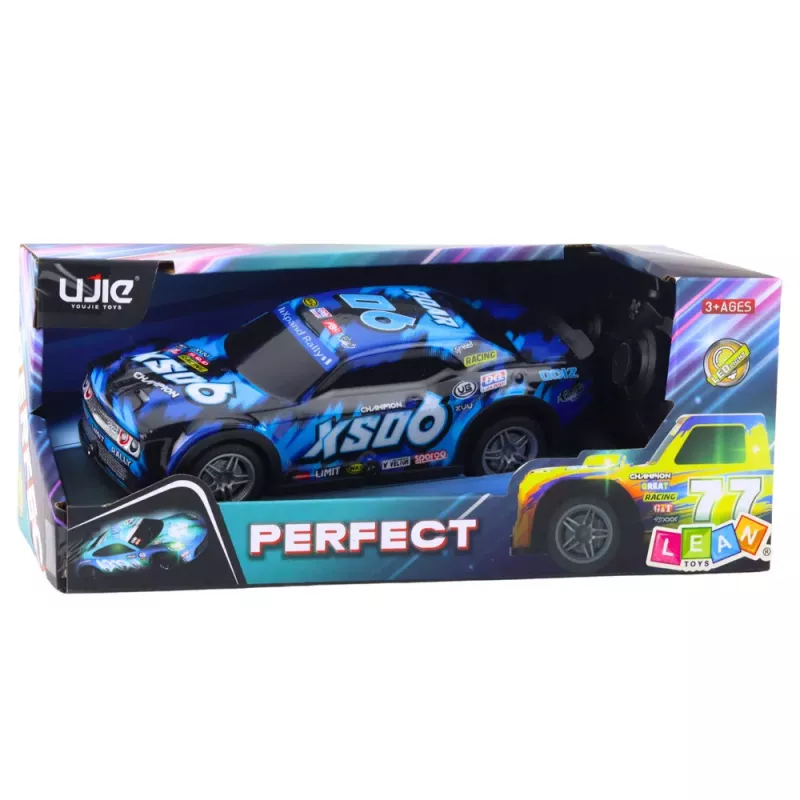 LEAN TOYS RC lenktyninis automobilis su šviečiančiu kėbulu juoda ir mėlyna