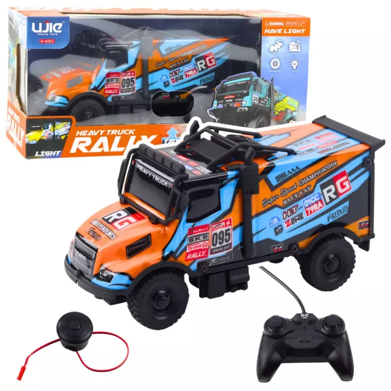 LEAN TOYS RC Truck nuotoliniu valdymu automobilis su apšviestu kėbulu oranžinis