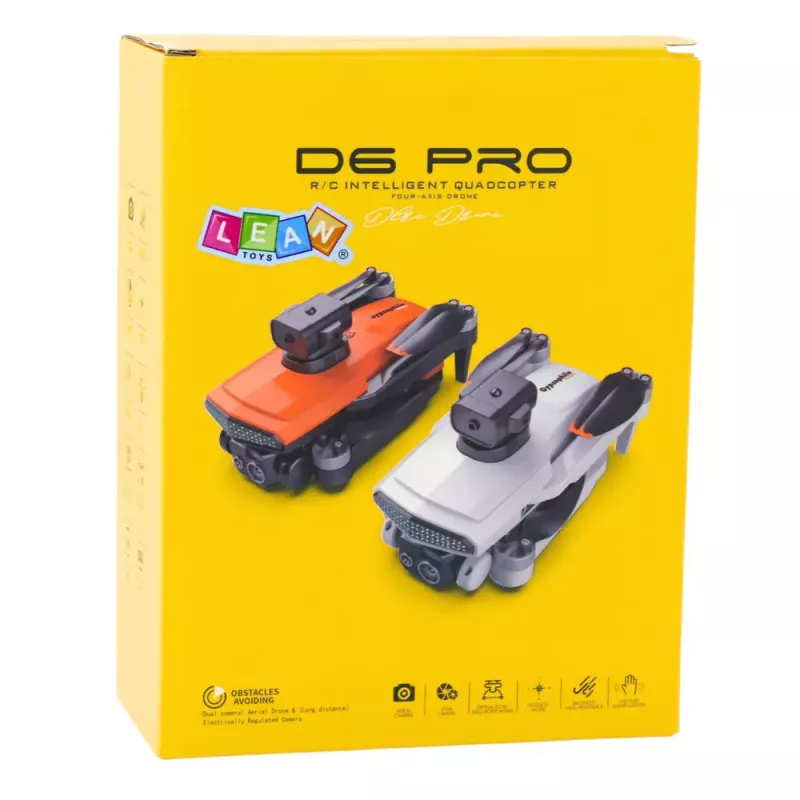 LEAN TOYS D6 PRO Drone Dual HD Camera LED Lights Orange