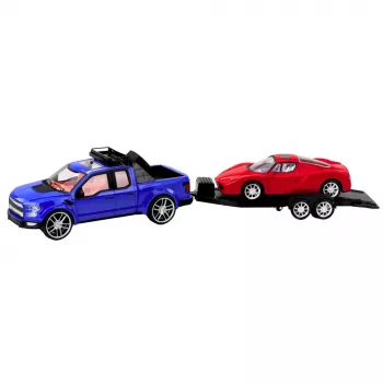 LEAN TOYS Visureigis su vilkiku ir sportiniu automobiliu rinkinys