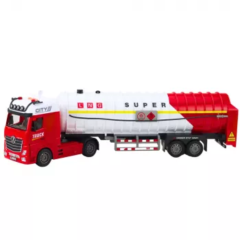 LEAN TOYS Tanker Truck Pumping Water Lights Sounds White and Red