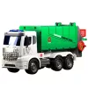 LEAN TOYS Didelis šiukšliavežis su kėlimo funkcija, 2 konteineriai, šviesos, garsai, žalias, 1:10