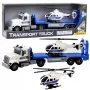LEAN TOYS Policijos transporto sunkvežimis ir sraigtasparnis su šviesomis ir garsais