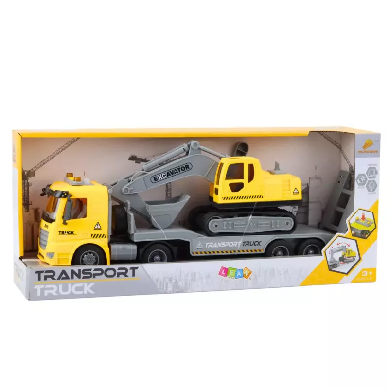 LEAN TOYS Truck Tow Truck Crawler Excavator Moving Lights Sounds Yellow