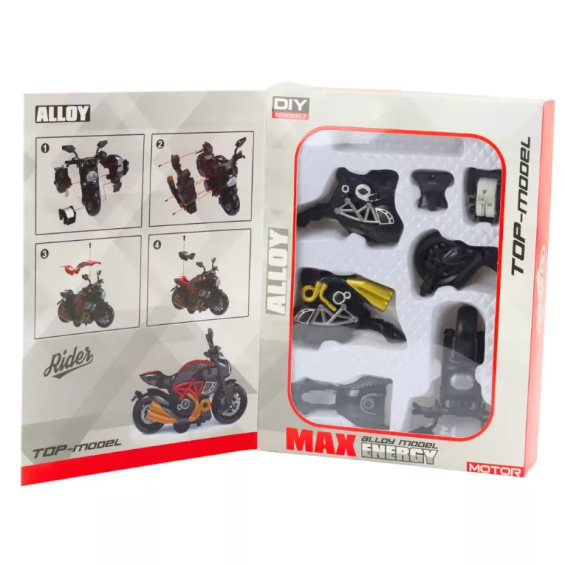 LEAN TOYS Motociklo surinkimo komplektas su varžtais Metalinis 1:14 DIY Juodas Auksinis
