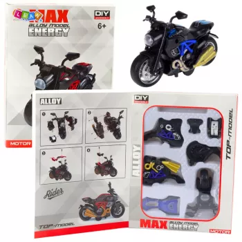 LEAN TOYS Motociklas Surinkimui Sukimo Metalas 1:14 DIY Mėlynas