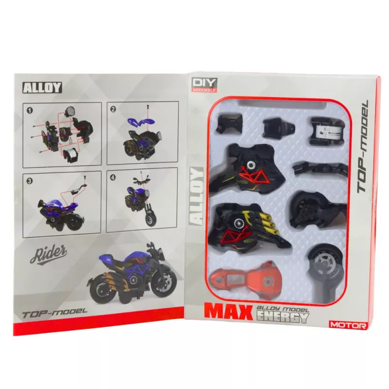 LEAN TOYS Motociklas Surinkimui Su Sraigtais Metalinis 1:14 DIY Oranžinis