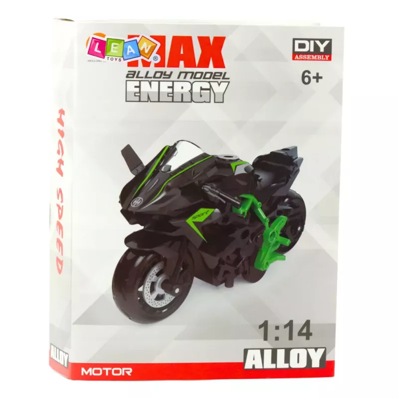 LEAN TOYS Motociklas surinkimui su varžtais Metalinis 1:14 DIY Oranžinis-Žalias