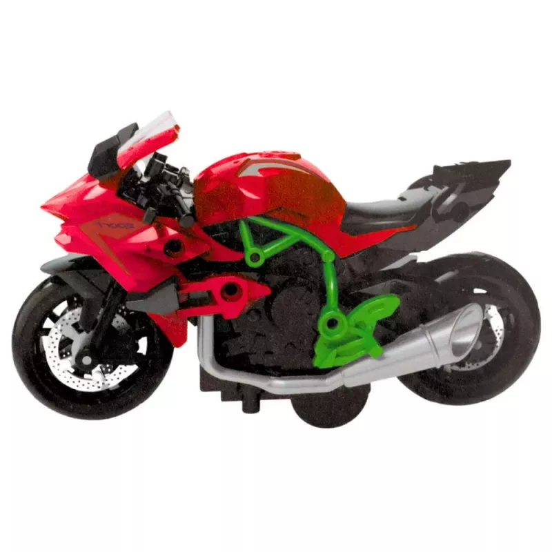 LEAN TOYS Motociklas surinkimui su varžtais Metalinis 1:14 DIY Žalia-Raudona