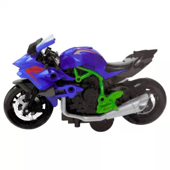 LEAN TOYS Motociklas surinkimui su varžtais Metalinis 1:14 DIY Žalia-Mėlyna