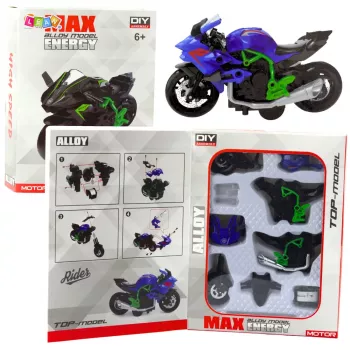 LEAN TOYS Motociklas surinkimui su varžtais Metalinis 1:14 DIY Žalia-Mėlyna