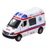 LEAN TOYS Ambulance Metal Pull Back Motorized Lights Sounds White 1:32