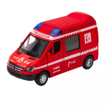 LEAN TOYS Gaisrinis automobilis Metalas Pull Back Variklis Šviesos Garsai Raudonas 1:32