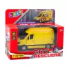 LEAN TOYS Metalinis pristatymo furgonas su atbulinės eigos varikliu, šviesomis ir garsais, geltonas, 1:32 mastelis