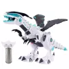 LEAN TOYS RC nuotoliniu valdymu valdomas dinozauras robotas su sparnais, šviesomis ir garsais baltas