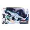 LEAN TOYS RC nuotoliniu valdymu valdomas dinozauras robotas su sparnais, šviesomis ir garsais baltas
