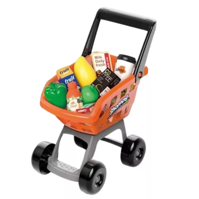 LEAN TOYS Parduotuvės rinkinys su kasos aparatu, vežimėliu, skaitytuvu, prekybos centras, vaikų parduotuvė