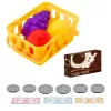 LEAN TOYS Kasos aparatas vaikams su aksesuarais, krepšeliu, vaisiais, šviesomis ir garsais, raudonas