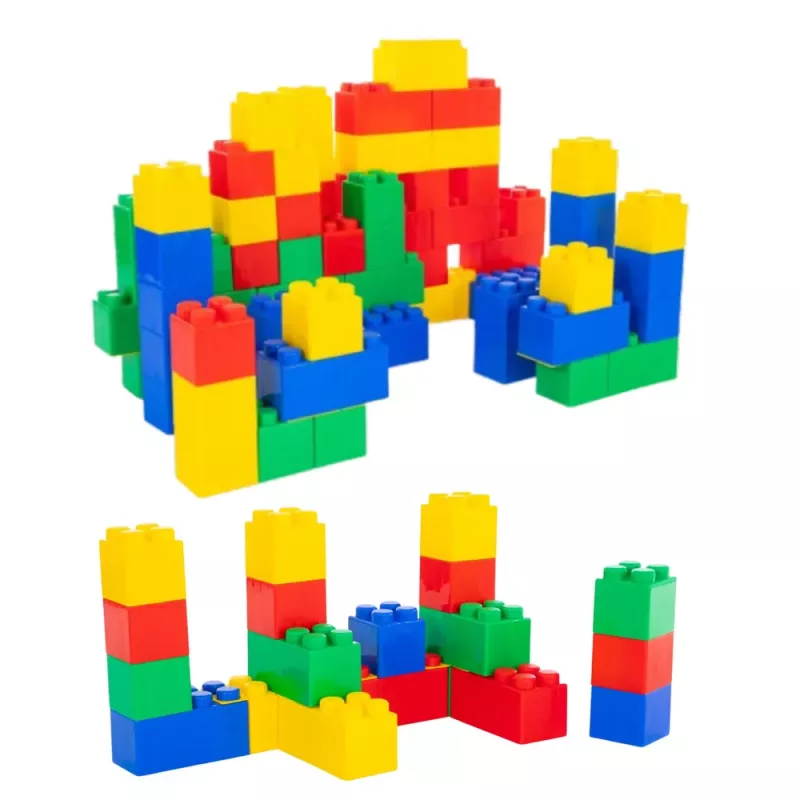 LEAN TOYS Didelių statybinių kaladėlių rinkinys maiše, spalvingas, 28,5x9x9 cm, 20 vnt.