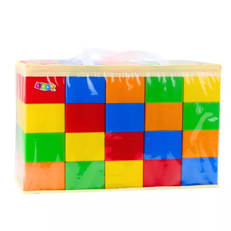 LEAN TOYS Didelių statybinių kaladėlių rinkinys maiše, spalvingas, 28,5x9x9 cm, 20 vnt.