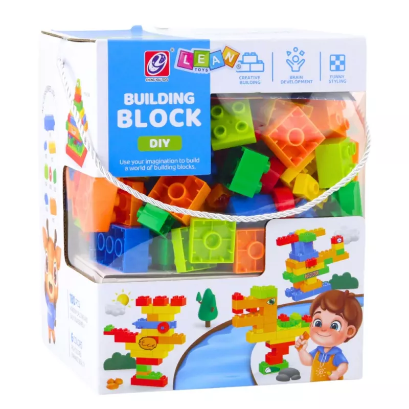 LEAN TOYS 3D spalvotų konstrukcinių blokelių rinkinys 180 vnt.