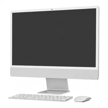 Apple iMac 24 colių 2024 M4 8 branduolių CPU 8 branduolių GPU 16 GB RAM 512 GB SSD sidabrinė vokiška klaviatūra