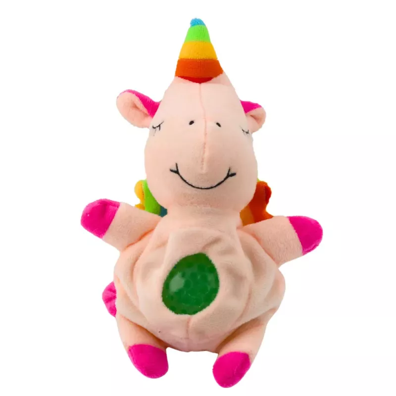 LEAN TOYS Minkštas žaislas su vandens kamuoliukais ir spaudžiamu pilvuku 20cm Mix