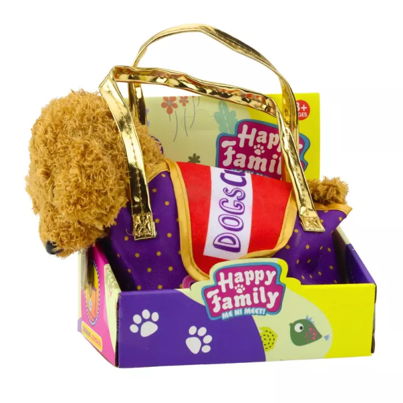 LEAN TOYS Poodle Dog in Velcro Bag, Soft Toy, Light Brown