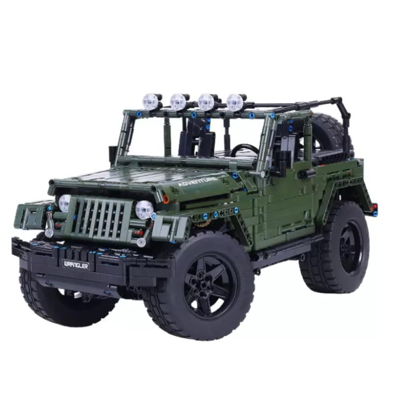 LEAN TOYS Construction Bricks Off-Road Car Green Khaki 2078 pcs.