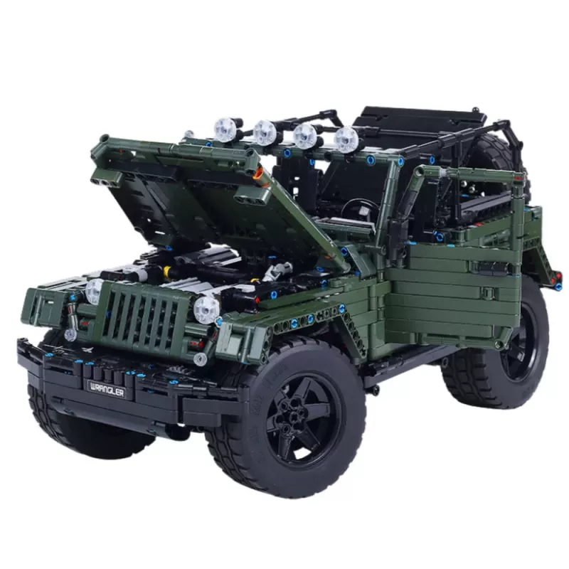 LEAN TOYS Construction Bricks Off-Road Car Green Khaki 2078 pcs.