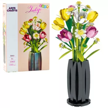 LEAN TOYS Construction Blocks Bouquet of Tulips in a Vase 1250 pcs.