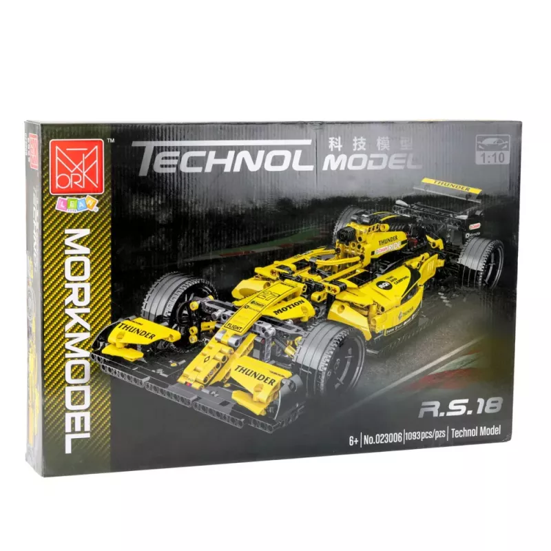 LEAN TOYS Construction Bricks Race Car R.S.18 Yellow 1:10 1093 pcs.